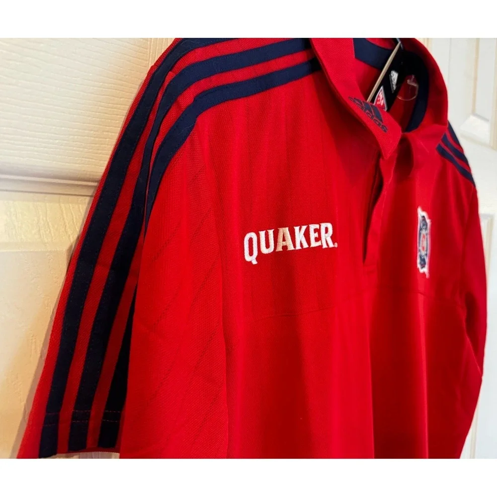 NEW Adidas Chicago Fire FC Quaker Soccer On‎ Field Polo Shirt Red Men's Size L
